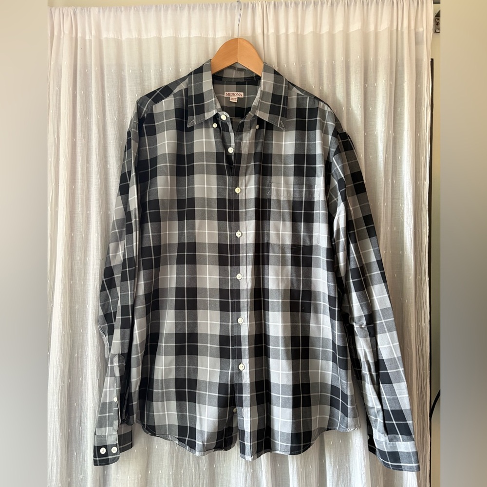 Merona Black and Gray Checkered Shirt